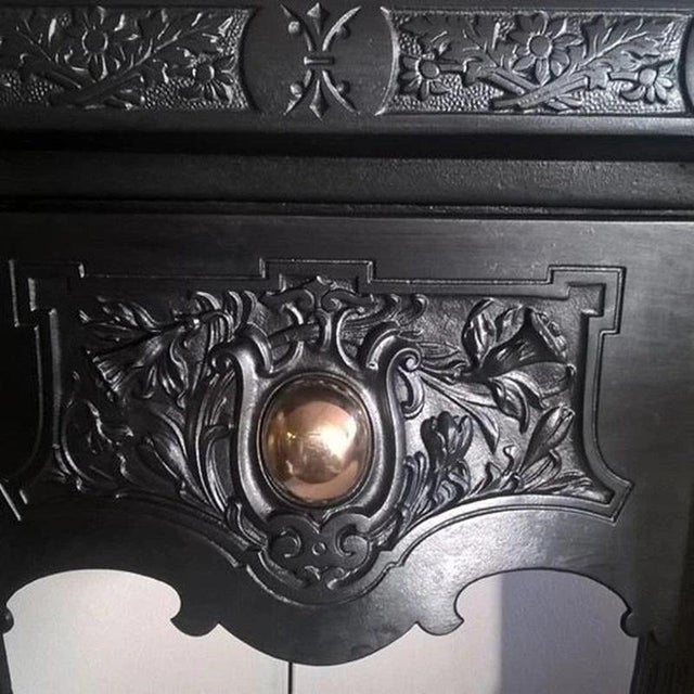 Antique Cast Iron Fireplace Insert with Decorative Tiles For Sale - Image 10 of 11