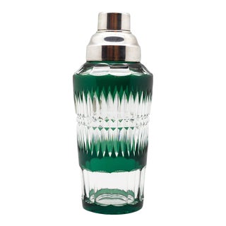 Early 20th Century Val St Lambert Green Cut Crystal Shaker For Sale