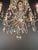 1940s Antique French Louis XVI Style Chandelier Restored Crystal Drops Brass For Sale - Image 5 of 12