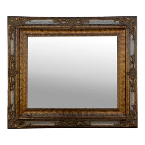 Gold Venetian Style Beveled Glass Rectangular Wall Mirror