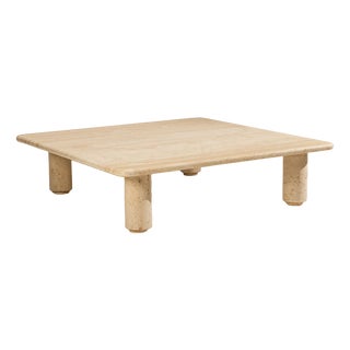 Square Travertine Coffee Table, Italy, 1970s For Sale