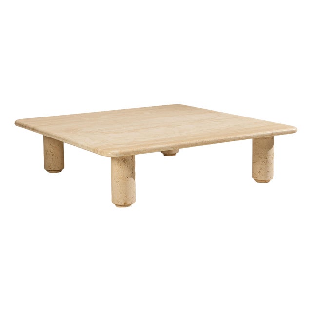 Square Travertine Coffee Table, Italy, 1970s For Sale