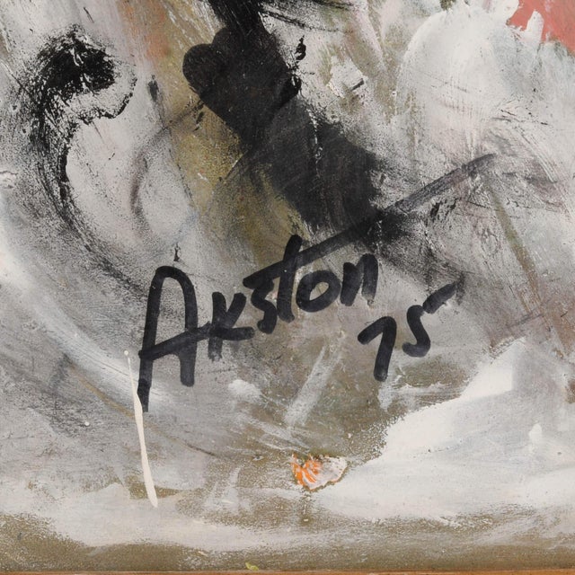 Abstract Expressionism Framed Signed James Akston Oil on Board Two Faces For Sale - Image 3 of 13