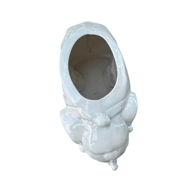 Ceramic Vintage Large White Glazed Ceramic Elephant Planter / Cachepot For Sale - Image 7 of 7