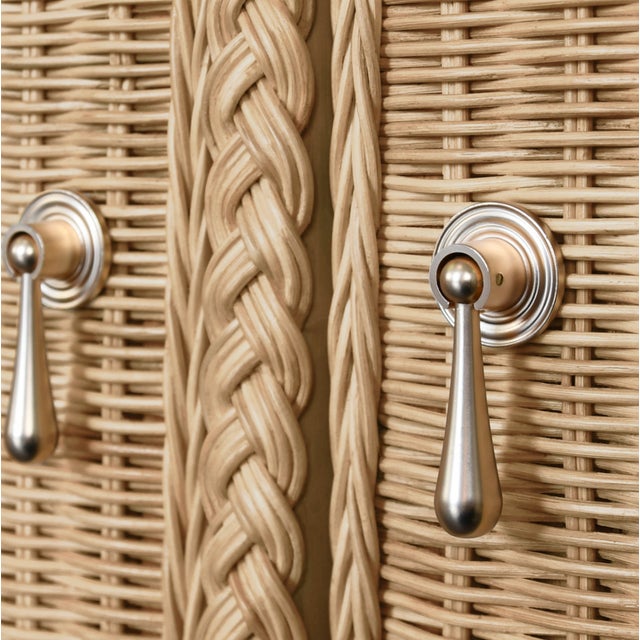 Matthew Izzo Home Evander Wrapped Rattan Four Door Buffet With Satin Brass Pulls For Sale In New York - Image 6 of 7