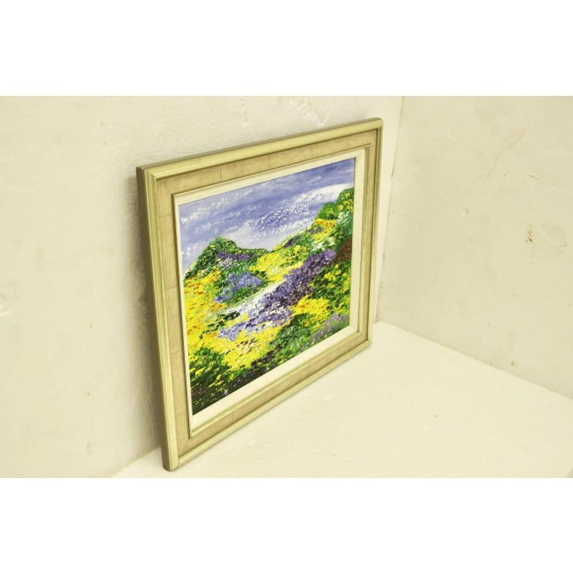 Lovely, colorful Impressionist-style landscape painting. Paint is applied in a heavy impasto technique--lots of texture...