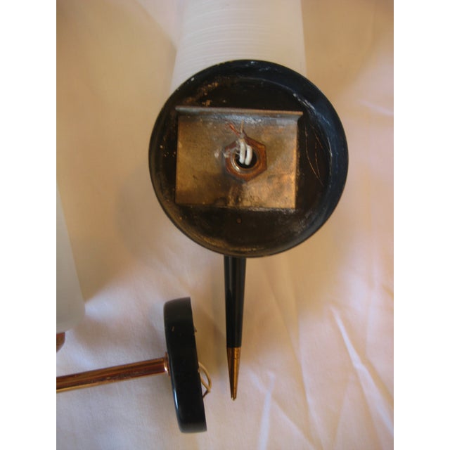 Black 1970s French Mid-Century Modern Wall Sconces a Pair For Sale - Image 8 of 8