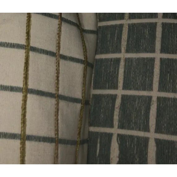 Cream & Green Check Fabric- By the Yard For Sale