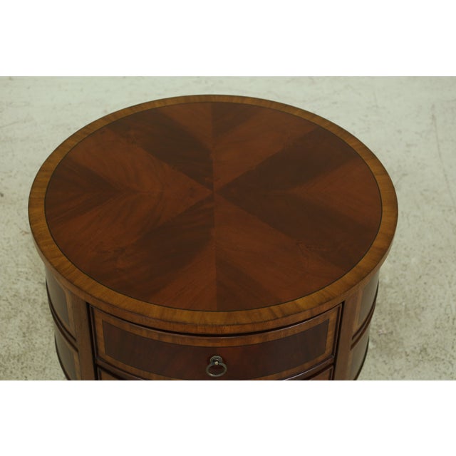 Ethan Allen Round Figural Mahogany Banded Top Occasional Table Chairish