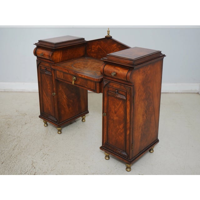 Age: Approx: 20 Years Old Details: Factory Distressed Monarch Collection Tooled Leather Center Surface Dovetailed Drawer...