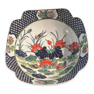Vintage Japanese Imari-Style Decorative Bowl- Hand Painted Floral and Bird Motif For Sale