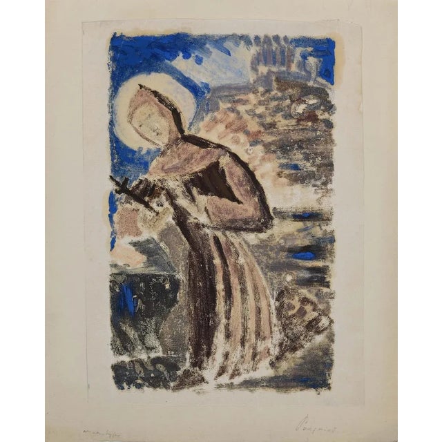 San Francesco is an original monotype on ivory-colored paper by Anonymous Italian Artist of the mid 20th Century. In...