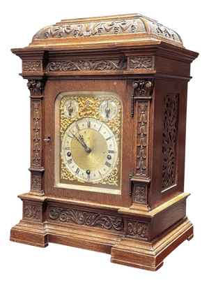 Large Victorian Oak Westminster Chime Clock from Winterthalder & Hoffmier