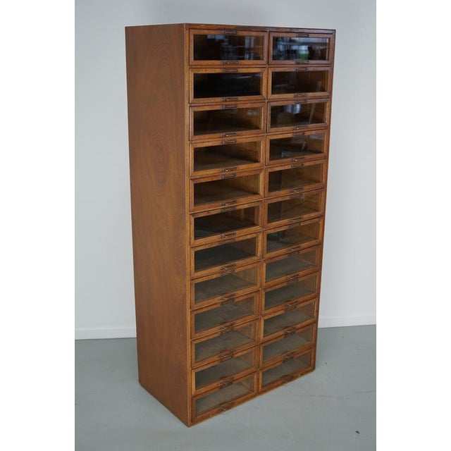 Brown Vintage Dutch Oak Haberdashery Shop Cabinet, 1930s For Sale - Image 8 of 15