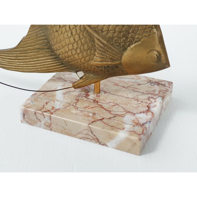 Mid-Century Modern Vintage Bronze Fish on Marble Base, 1950s For Sale - Image 3 of 6