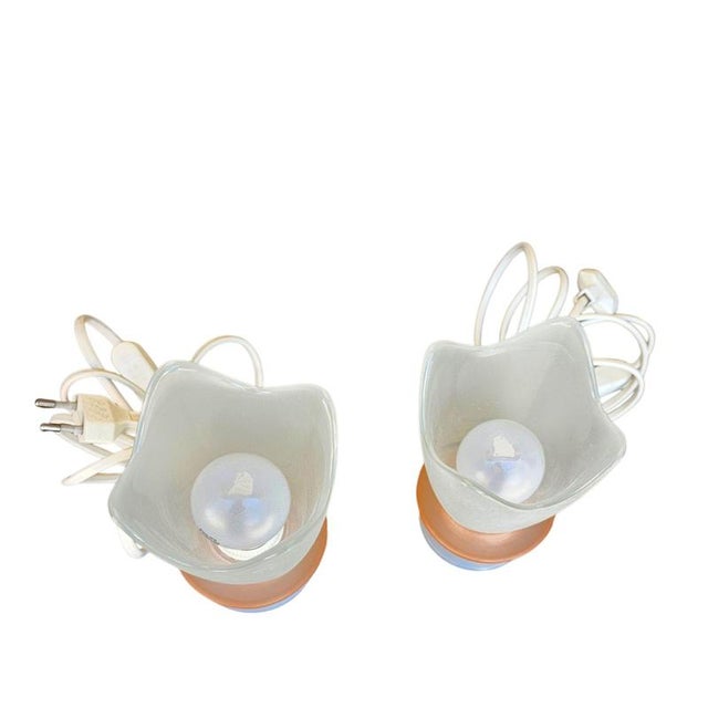 2 x table lamp by Villeroy and Boch / in the shape of a tulip / The top of the lamp is made of frosted glass / milk glass...