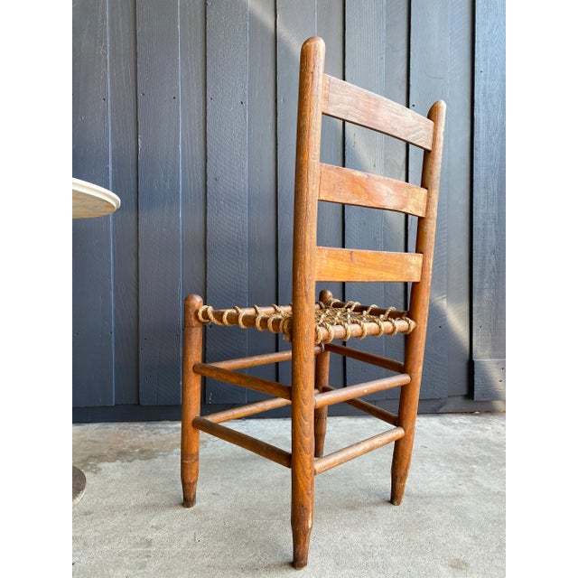 Late 19th C. Organic Modern Wabi Sabi Folk Primitive Rope Seat Chair For Sale - Image 6 of 13