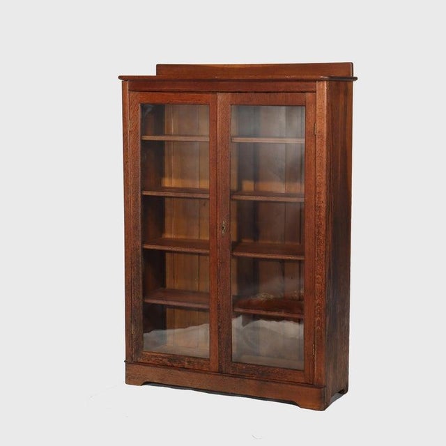 1920s Arts & Crafts Larkin Oak 2-Door Bookcase C1920 For Sale - Image 5 of 18