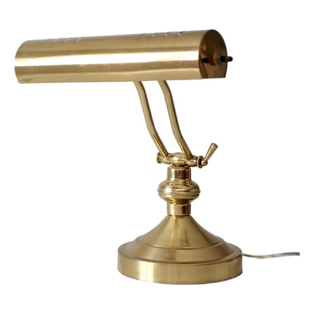 Vintage 1970s Brass Adjustable Banker’s Desk Lamp For Sale