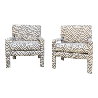 1970s Milo Baughman Parsons Style All-Over Upholstered Lounge Chairs - a Pair For Sale