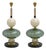 Geometric Murano Glass Table Lamps in Green and White from Sottsass, 2000, Set of 2 For Sale