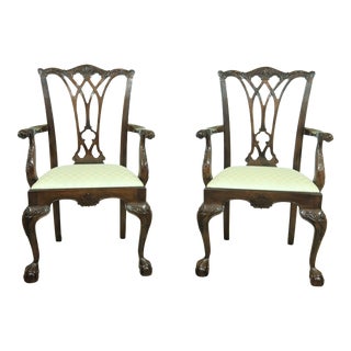 Pair Drexel Ball & Claw Chippendale Mahogany Armchairs For Sale
