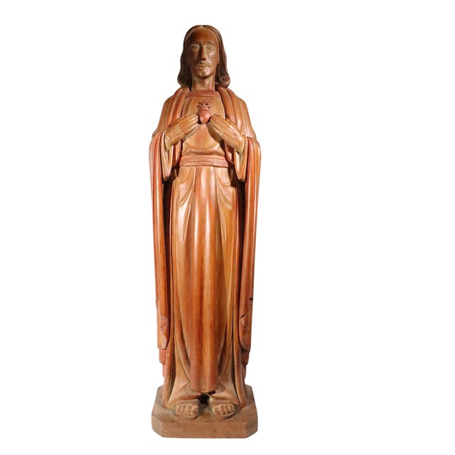Vintage Carved Wood Jesus Dated '69 For Sale - Image 13 of 16