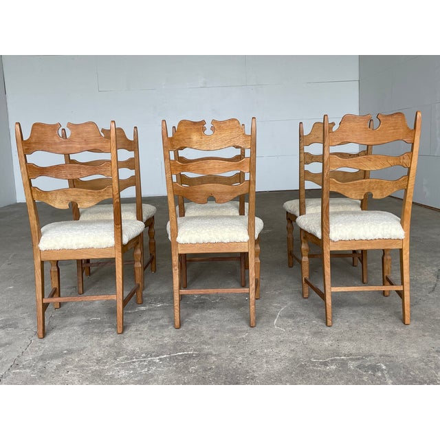 Mid-Century Modern Mid-Century Danish Razorblade Dining Chairs in Oak by Henning Kjærnulf for E.G. Møbler, 1960s, Set of 6 For Sale - Image 3 of 10