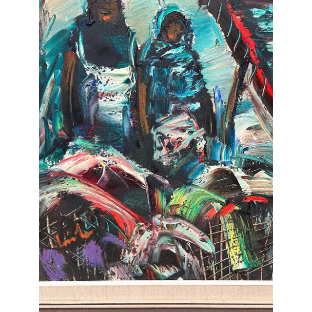 Eric Lo, Villagers II, 1950s, Oil on Canvas, Framed For Sale - Image 6 of 10