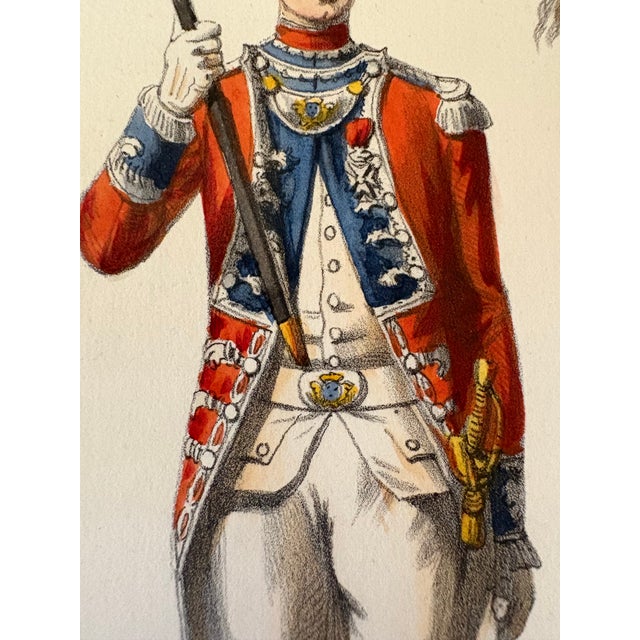 French Antique French Hand-Colored Military Lithograph “Régiment Des Gardes-Suisses” After Alfred De Marbot For Sale - Image 3 of 10