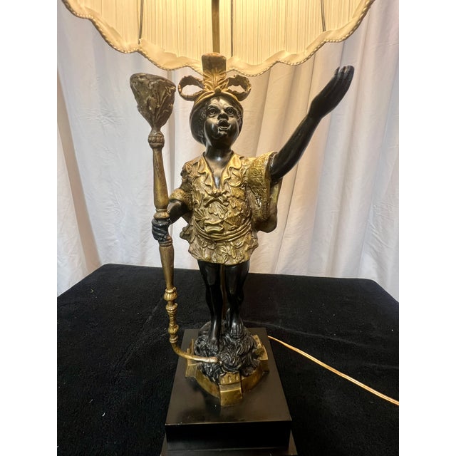 Mid 20th Century Maitland-Smith Egyptian Style Figural Sculpture Bronze Lamp For Sale - Image 16 of 17