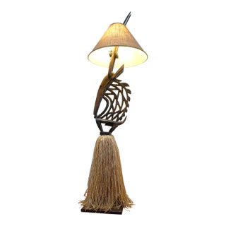 Vintage Chi Wara Inspired Life Sized Hand Carved Floor Lamp For Sale