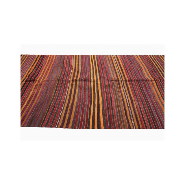 1960s Vintage Striped Area Kilim Rug - 5`3" X 13`5" For Sale - Image 5 of 6