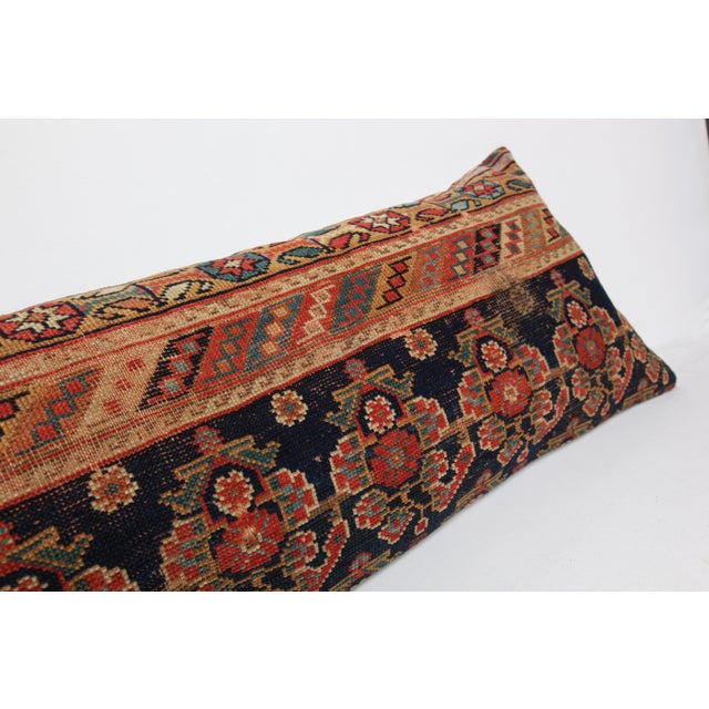 Handmade Authentic Navy-Blue Lumbar Rug Pillow Cushion Cover -16'' X 43'' For Sale - Image 11 of 13