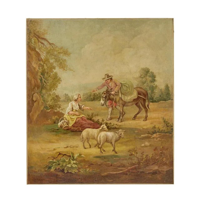 Rural Scenes, Oil on Canvas Paintings, Late 19th Century, Set of 2 For Sale - Image 6 of 8