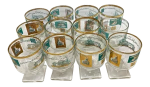 1950s Mid-Century Culver Steamboat Cocktail Glasses - Set of 12