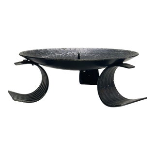 Vintage Carol West German Brutalist Hammered Metal Castlecore Candle Holder For Sale