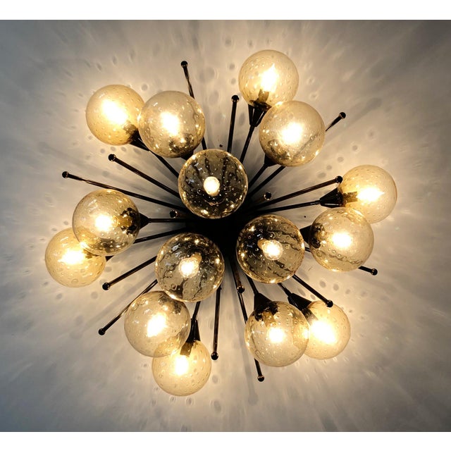 21st Century Mezzo Bronze Amber Bubbles Murano Flush Mount by Fabio LTD For Sale - Image 9 of 9