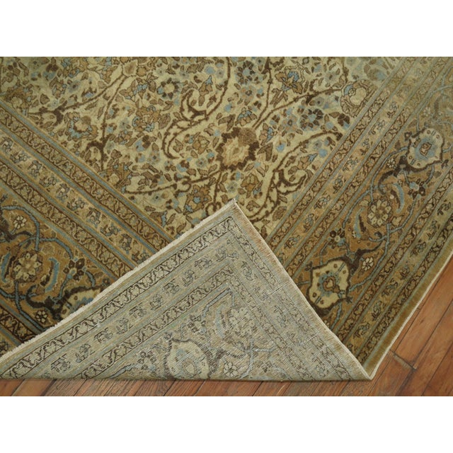 Textile Ivory Antique Persian Tabriz Hadji Jali-Li Rug - 9'2" x 12'4" For Sale - Image 7 of 10