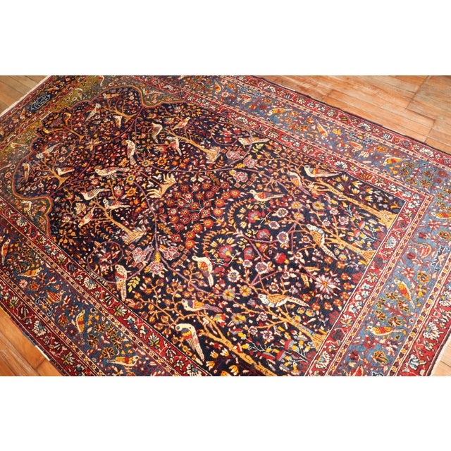 Early 20th Century Botanical Persian Pictorial Rug For Sale - Image 13 of 18