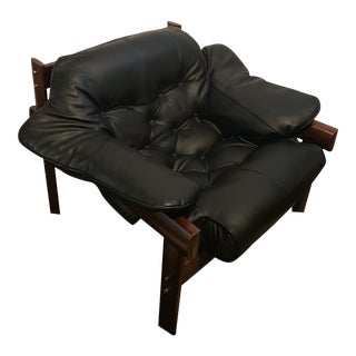 Mid-Century Modern Black Leather Chair For Sale