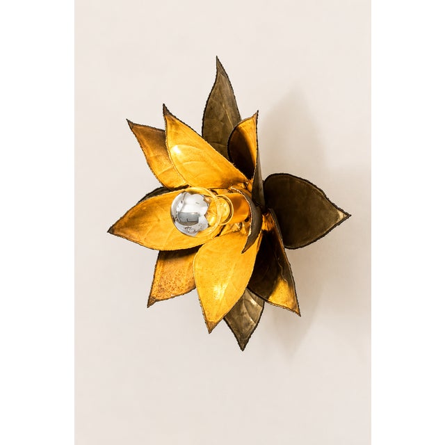 Vintage Brass Wall Sconces with Floral Motif, France, 1960, Set of 2 For Sale - Image 9 of 9
