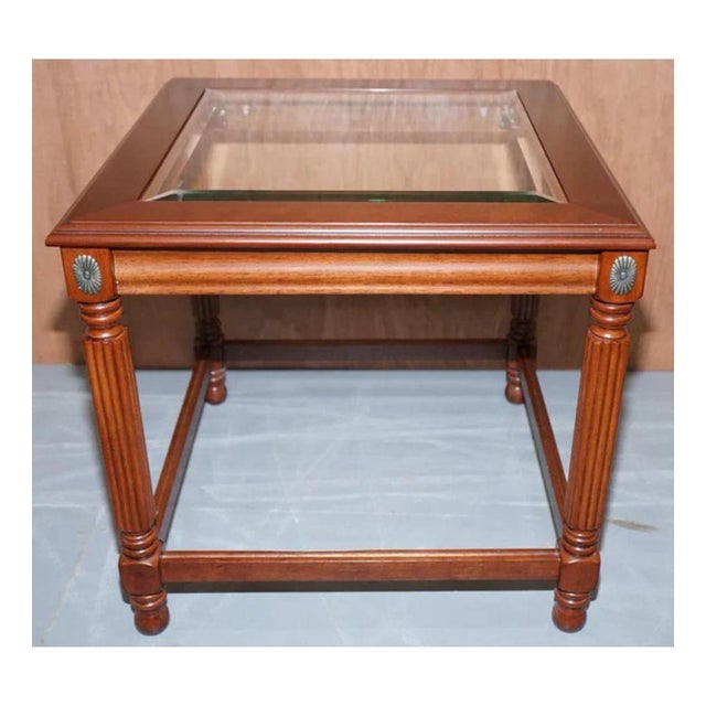 Wood Regency Style Glass Top Side Tables, Set of 2 For Sale - Image 7 of 10