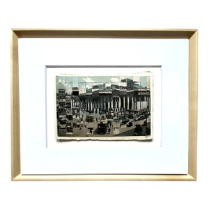 Paris, La Bourse, Hand Cut and Hand Woven Vintage Photo Postcards, Framed