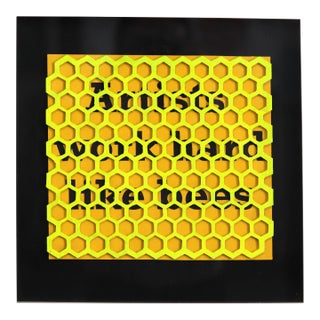 The Hive - Abstract Black Yellow Bee Inspired Mixed Media Pop-Art Original Artwork by Fabio Coruzzi For Sale