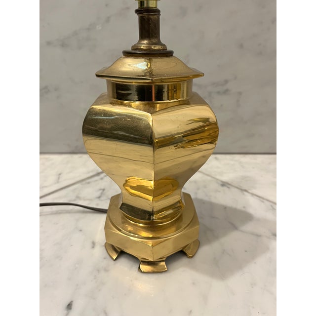 Mid 20th Century Mid 20th Century Pair of Petite Brass Urn Lamps For Sale - Image 5 of 9