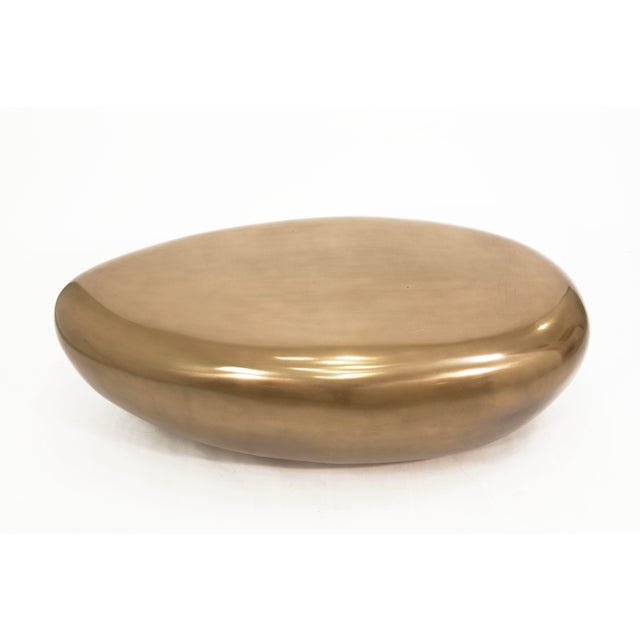 Modern Riverstone Gold Leaf Egg Shaped Coffee Table for Philips Collection For Sale - Image 3 of 6