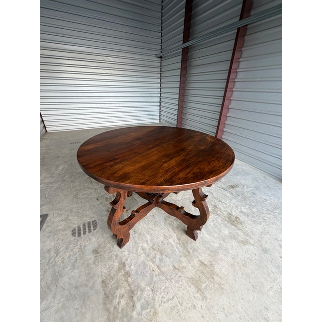Brown Antique Spanish Revival Round Table For Sale - Image 8 of 12