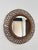Mid-century modern design Italian round wall mirror with rattan bamboo frame 1960s