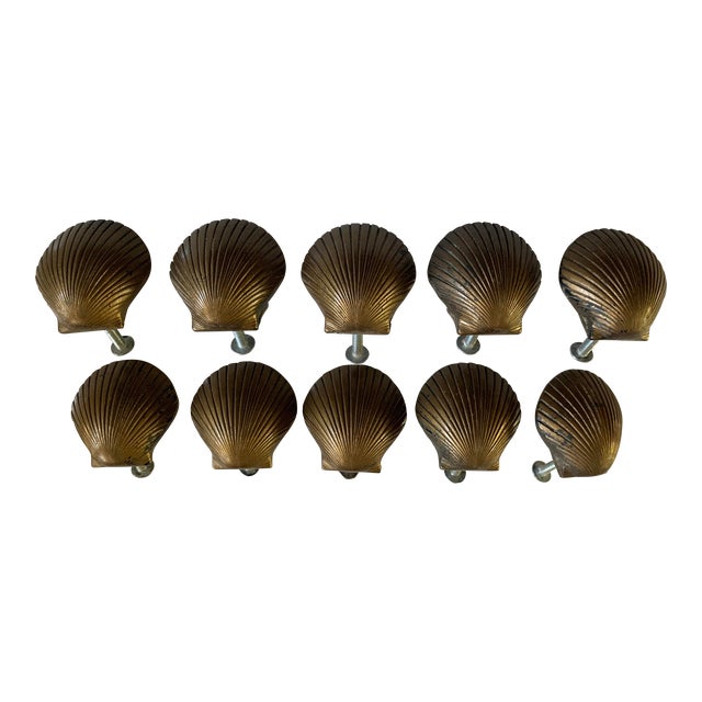 1960s Solid Brass Clam Shell Shaped Drawer Pulls Set of 10 Chairish